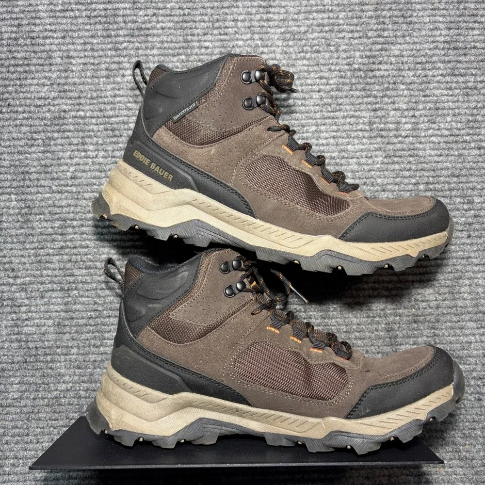 Eddie Bauer Bonham Men Size 10 M Brown Leather Waterproof Outdoor Hiking Boots